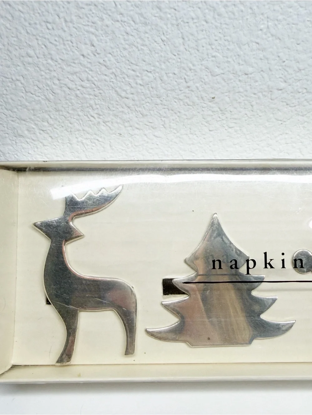 Pier 1 Silver Plated Napkin Rings Reindeer Tree Snowflake Star